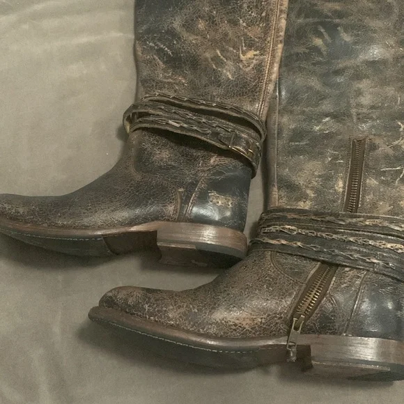 Bed Stu 8 black leather distressed 2 zippers - Picture 9 of 9